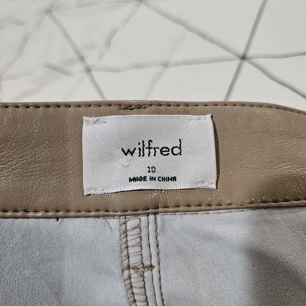 Aritzia Wilfred Melina High-Rise Vegan Leather Pants Light Brown Size 10 - Picture 8 of 10